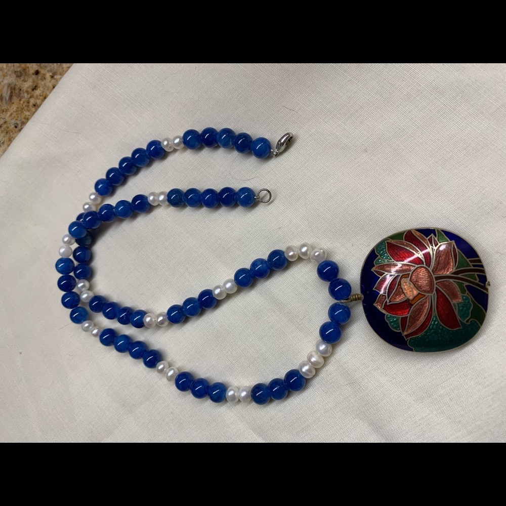 Lotus enamel necklace